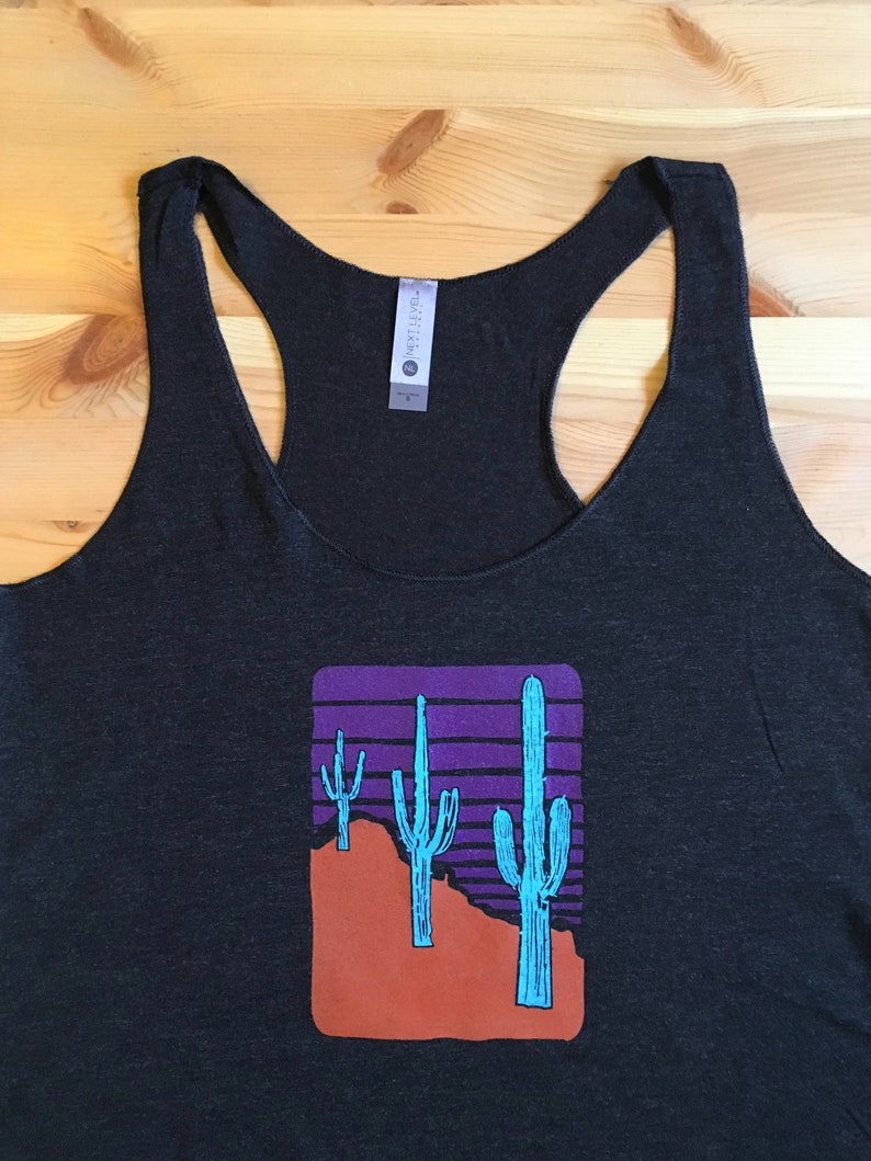 Three Saguaros Women's Triblend T Shirt Saguaro Print Cactus Design Retro Design Arizona T Shirt image 2