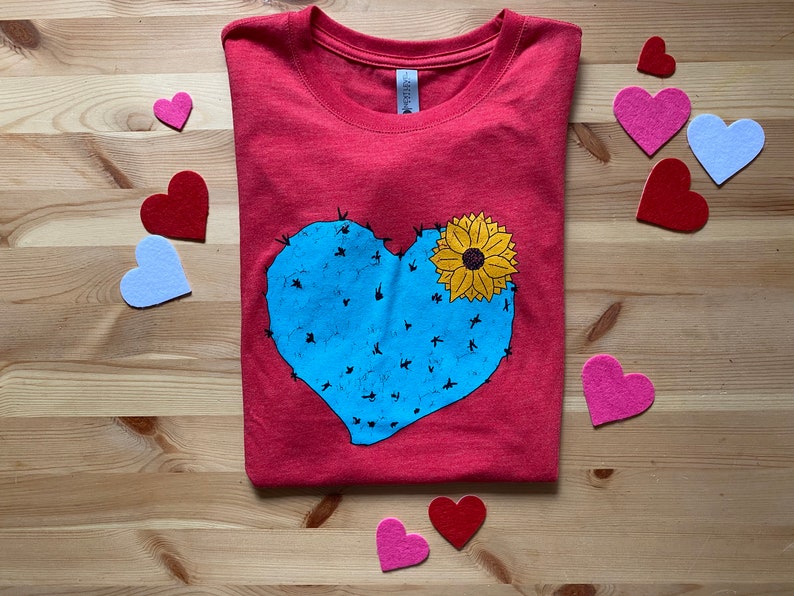 Women's Cactus Heart Tri-blend t-shirt, Size S-XXL image 1