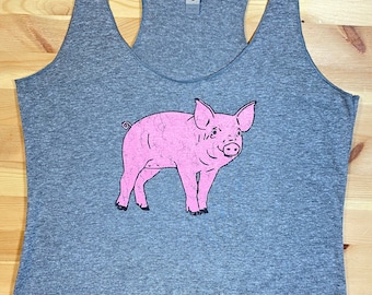 Pig • Women's Racerback Triblend Tank Top • Pig Design • Mini Pig • Farm Life • Pig Tank top