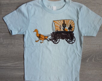 Duck Wagon • Unisex Kids T Shirt • Duck Farm • Cactus Design • Cowboy T Shirt • Toddler Shirt • Stagecoach