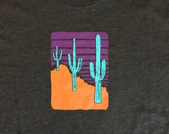 Three Saguaros •Unisex Triblend T Shirt • Saguaro Print • Cactus Design • Retro Design • Arizona Shirt