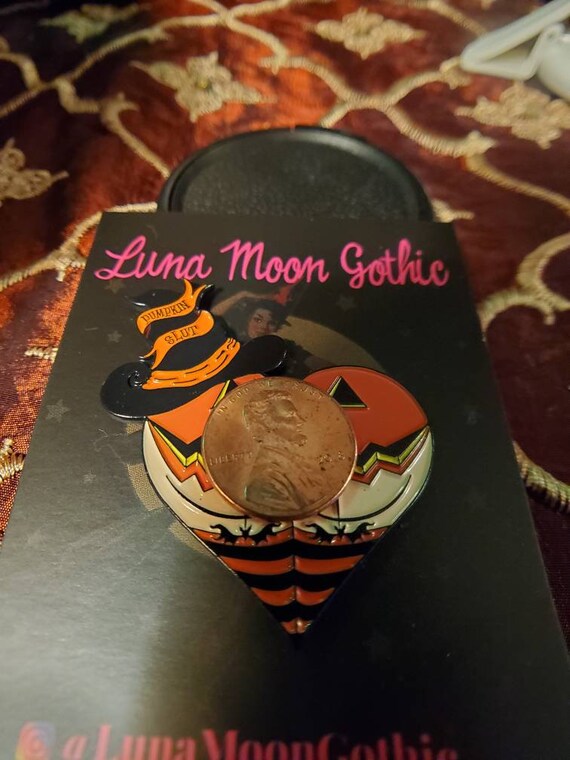 Pumpkin Enamel Pin, Gothic Witchy Accessory | Metal Badge | 2 Inch