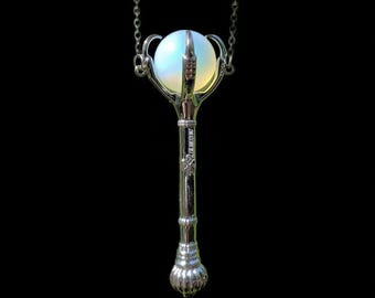Merlin's Talisman Halloweentown Movie Replica Charm, Witchcore Opal Necklace | Solid Copper With Sterling Plate | 2.5" Pendant, 22–24" Chain