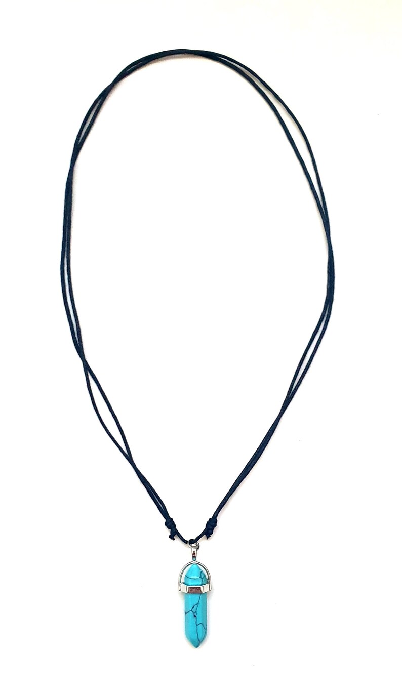 Mens Turquoise Necklace Mens Crystal Pendant Mens Adjustable Etsy