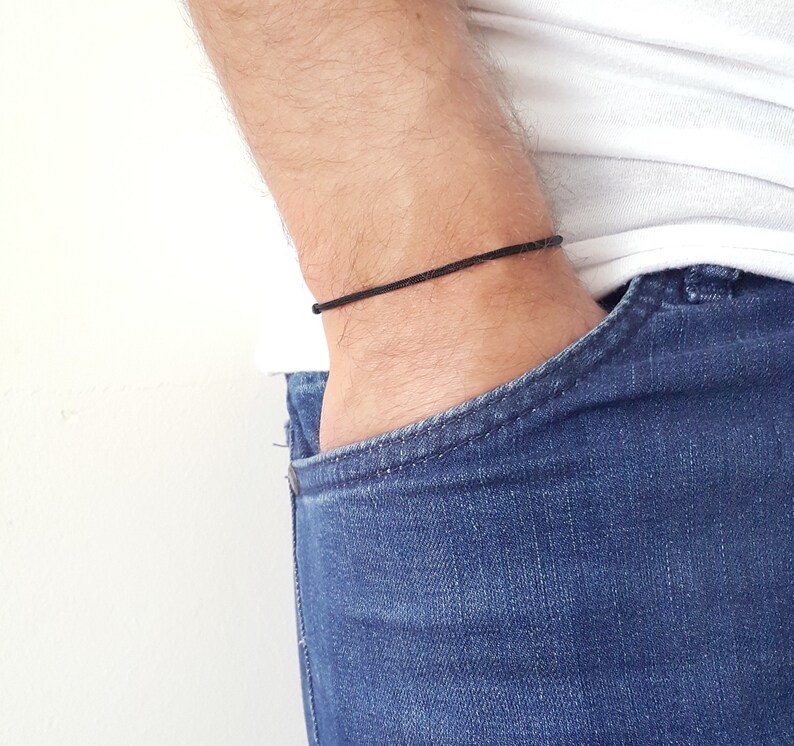 Mens Adjustable Thin String Bracelet Waterproof Surfer Etsy UK