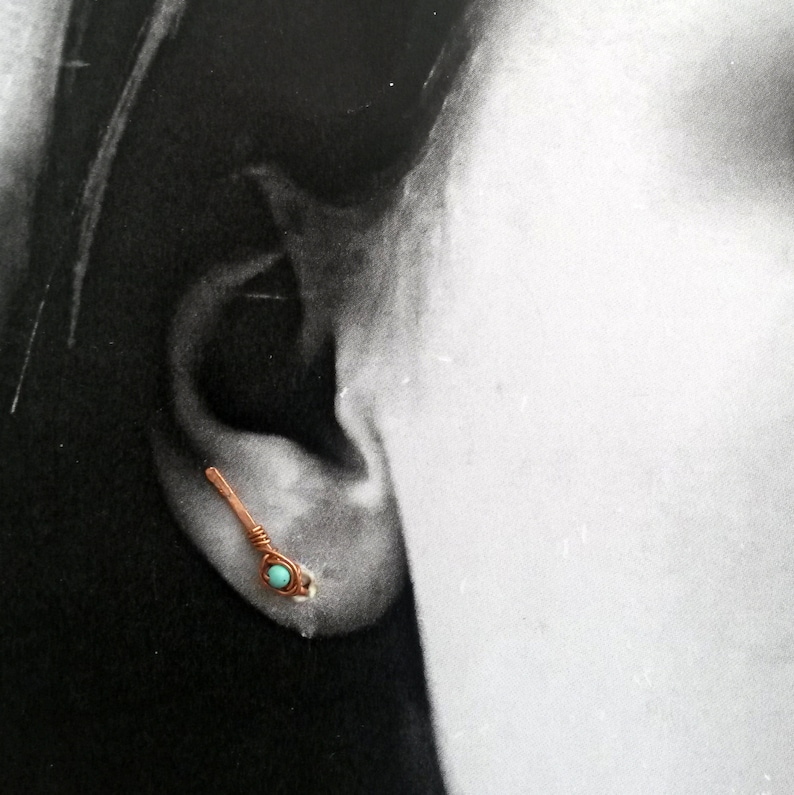 Minimalist ear pin Turquoise ear pin Turquoise earring Ear climber Minimalist jewelry Minimalist earring Modern earring Turquoise