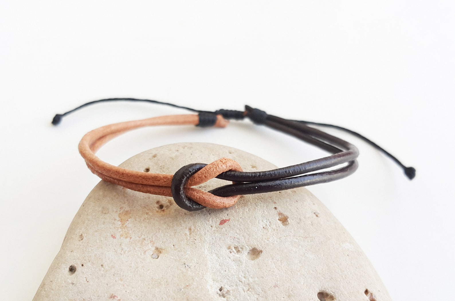 Men's leather knot bracelet Men's leather bracelet Etsy