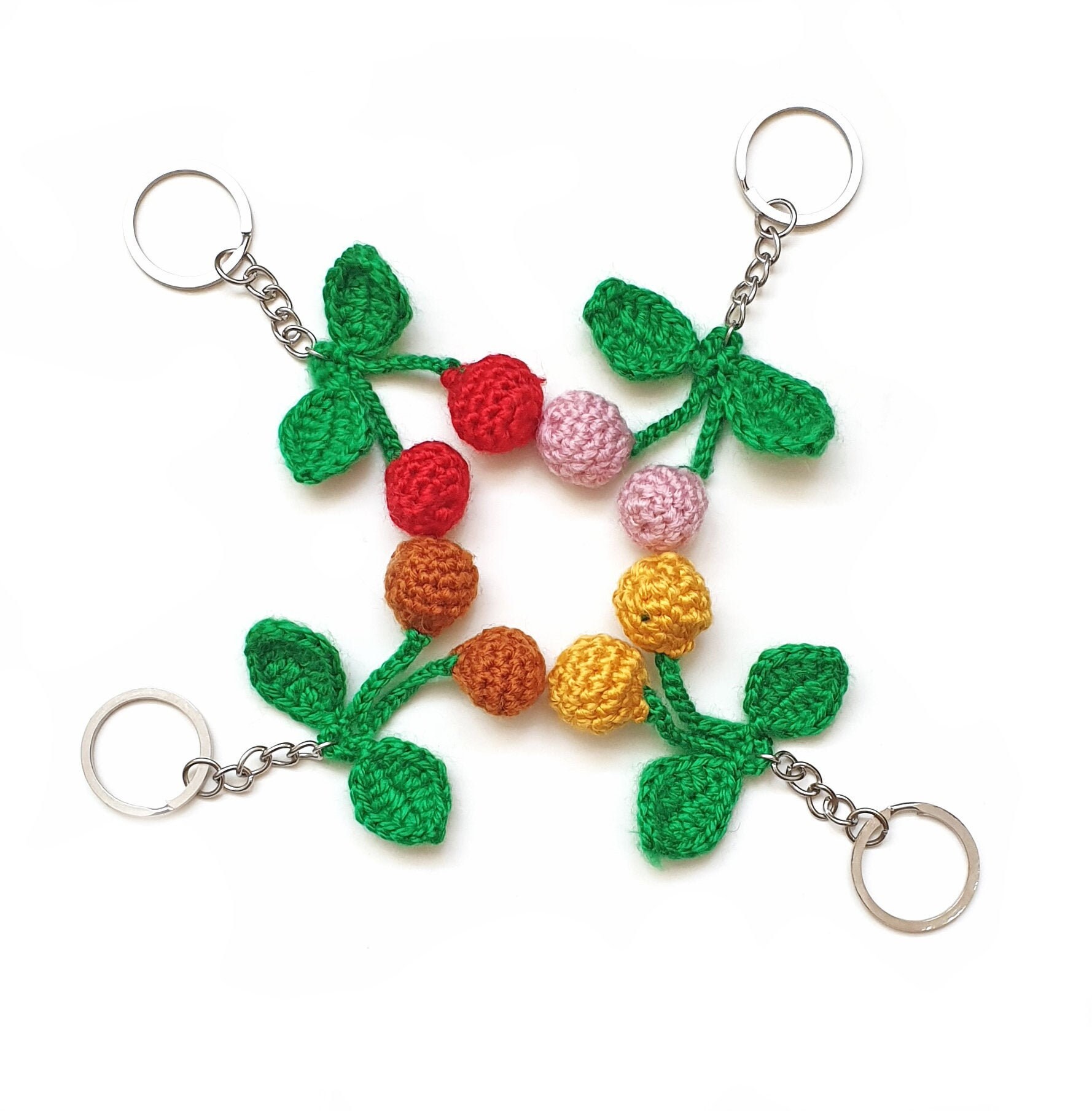 Crochet cherry keychain Kawaii keychain Amigurumi keyring Etsy