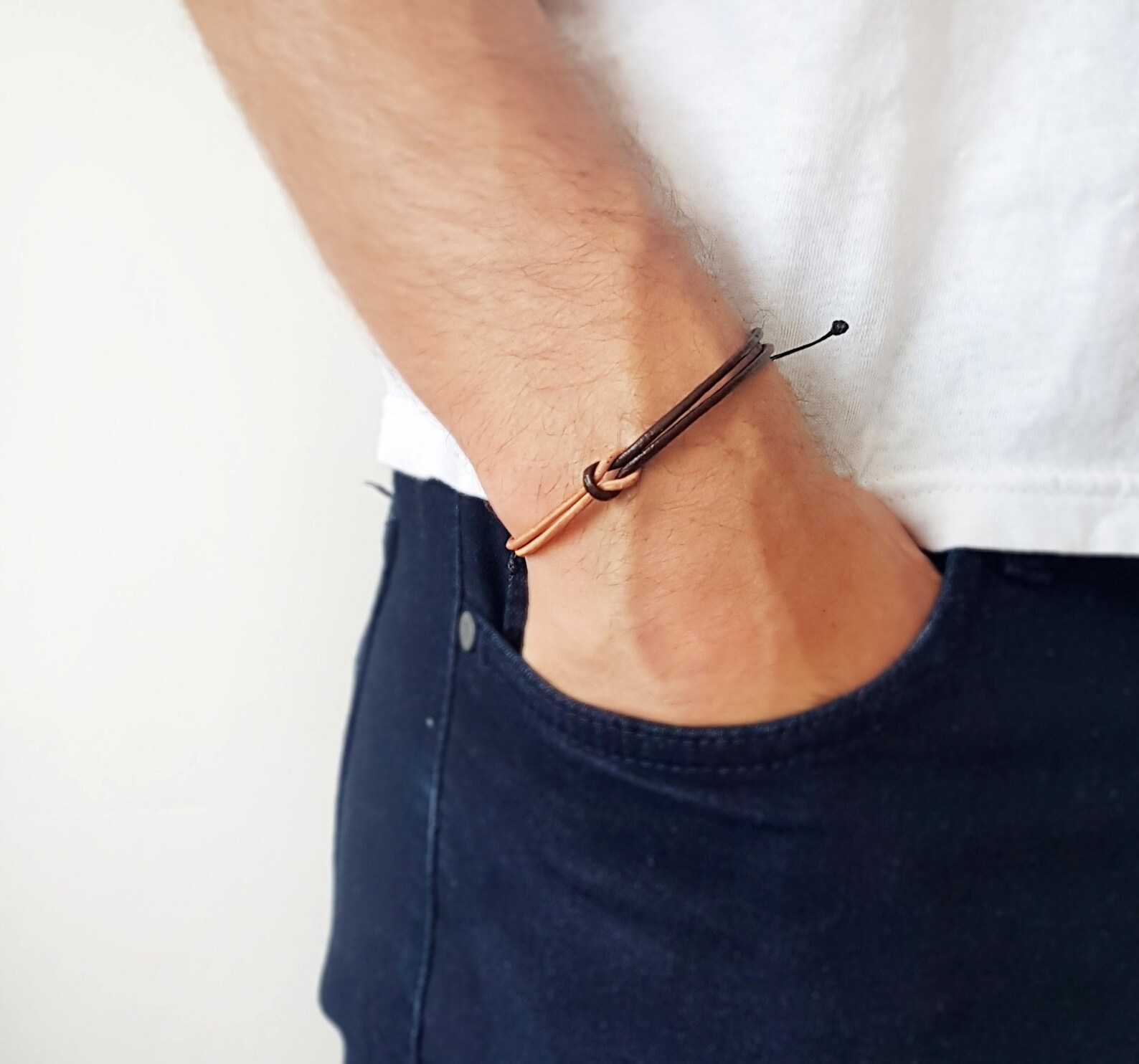 Men's leather knot bracelet Men's leather bracelet Etsy
