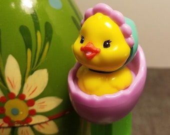 Pez | Easter Chick Hatching Pink Egg, Green Stem Pez Dispenser - Retired