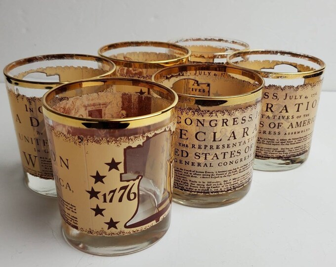 Vintage Libbey Gold Rimmed Bicentennial Commemorative Whiskey Rocks Old ...