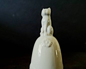 White Porcelain Cat Table Top Bell
