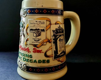 Vintage Ceramarte Beer Tankard Anheuser Busch Budweiser Advertising Through The Decades 1918 - 1932  4th Collector's Series Beer Stein