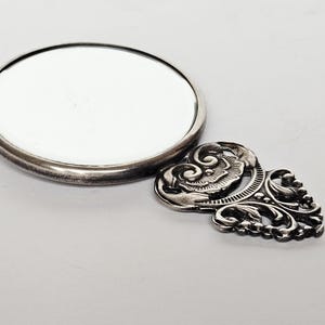 Vintage Hans Jensen Silver Hand Mirror: Danish Artist Beveled Vanity Mirror