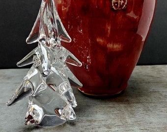 Vintage Blown Crystal Art Glass Christmas Tree