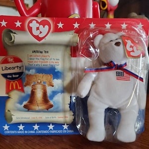 Vintage Ty Beanie Baby &quot;Libearty the Bear&quot; para mcDonald&#39;s Happy Meals Toys