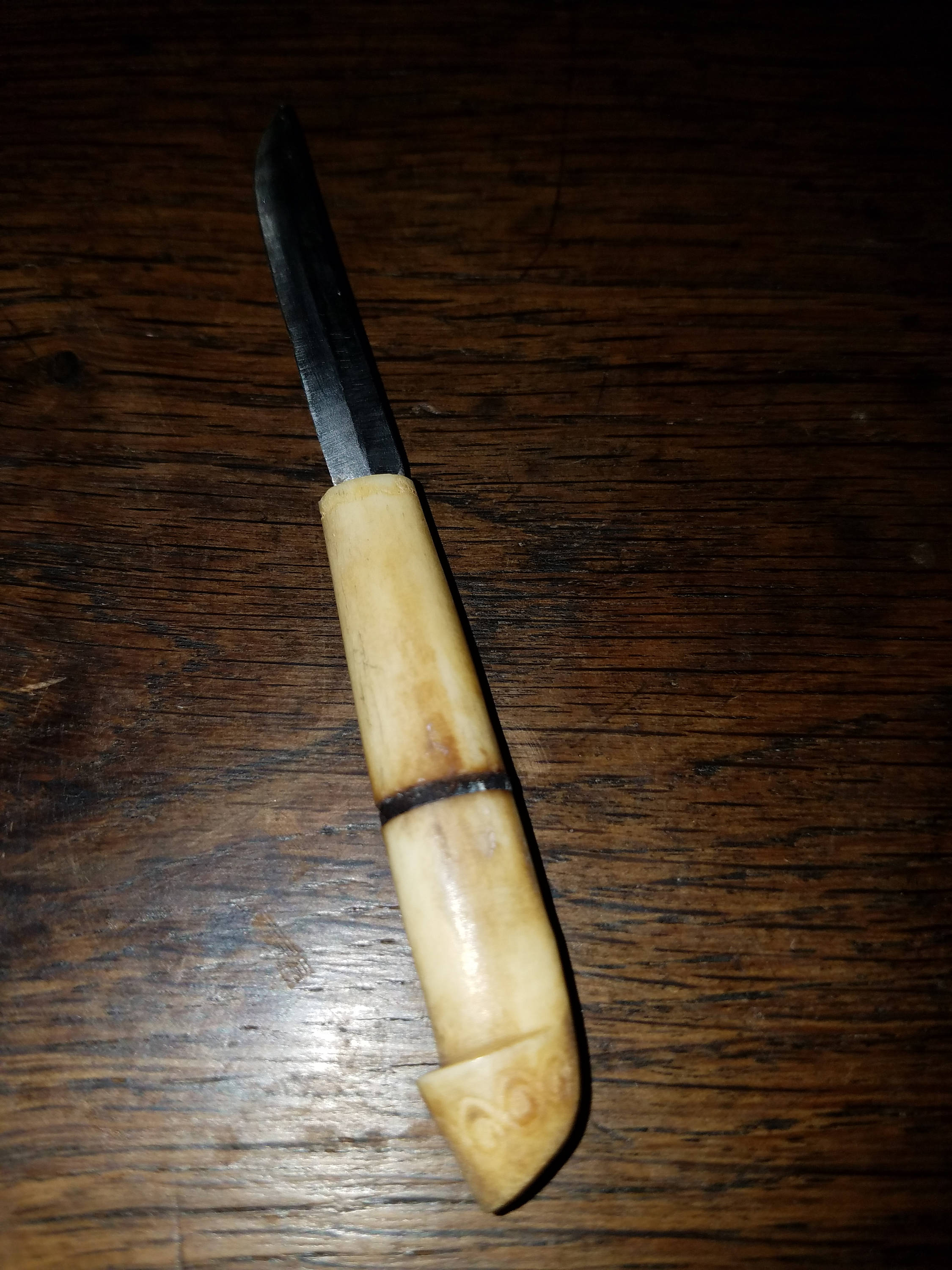 Antique Hunting Knife Hand Carved Bone Handle Puuko Knife Etsy