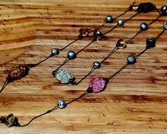 Vintage Necklace  - Cracked Quartz - Long Single … - image 1