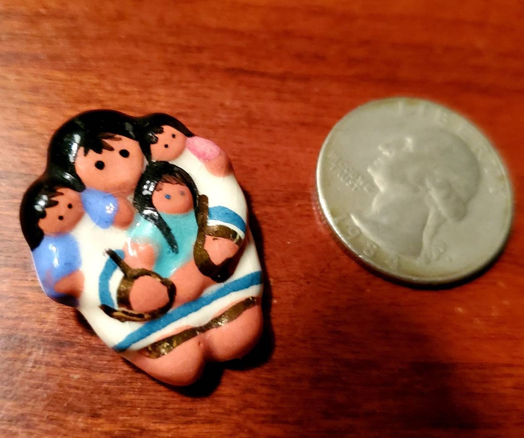 Figurine vintage amérindien en résine canoë avec chien et aigle à tête blanche