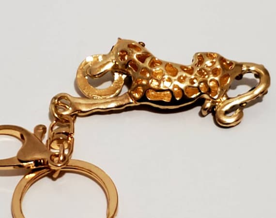 Effy Spotted Panther Sparkly Amber and Black Crystal Rhinestones