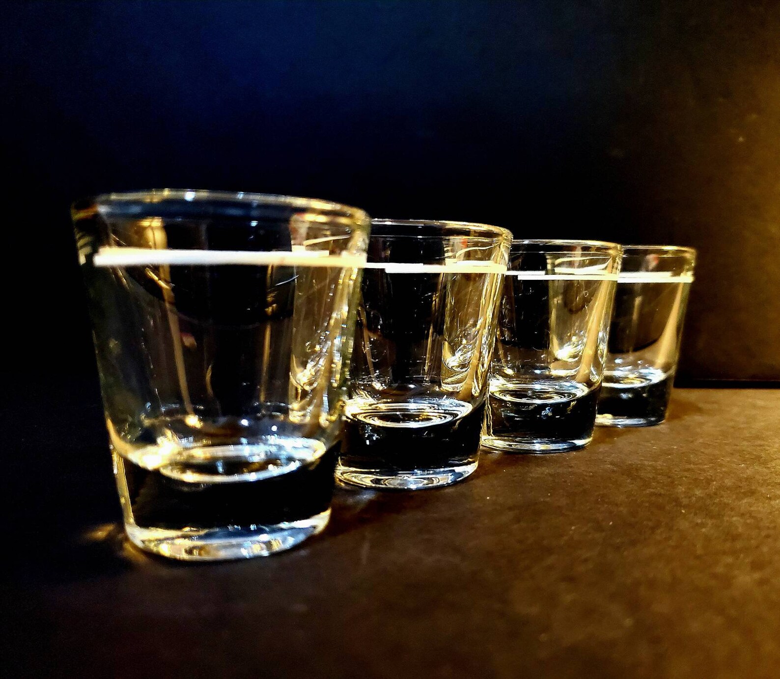 Vintage Glass White Line Shot Glass S/4 Etsy