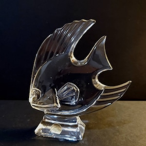 Vintage Genuine Lead Crystal Angel Fish Figurine France Cristal JG Durand Cristal D&#39;Arques Paperweight
