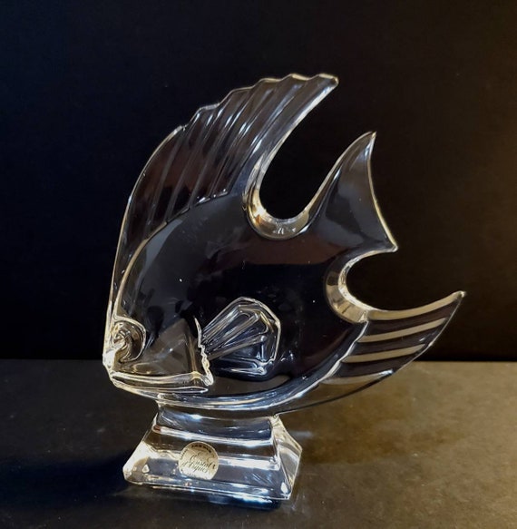 Signed JG Durand Clear Crystal Angelfish Paperweight Figurine