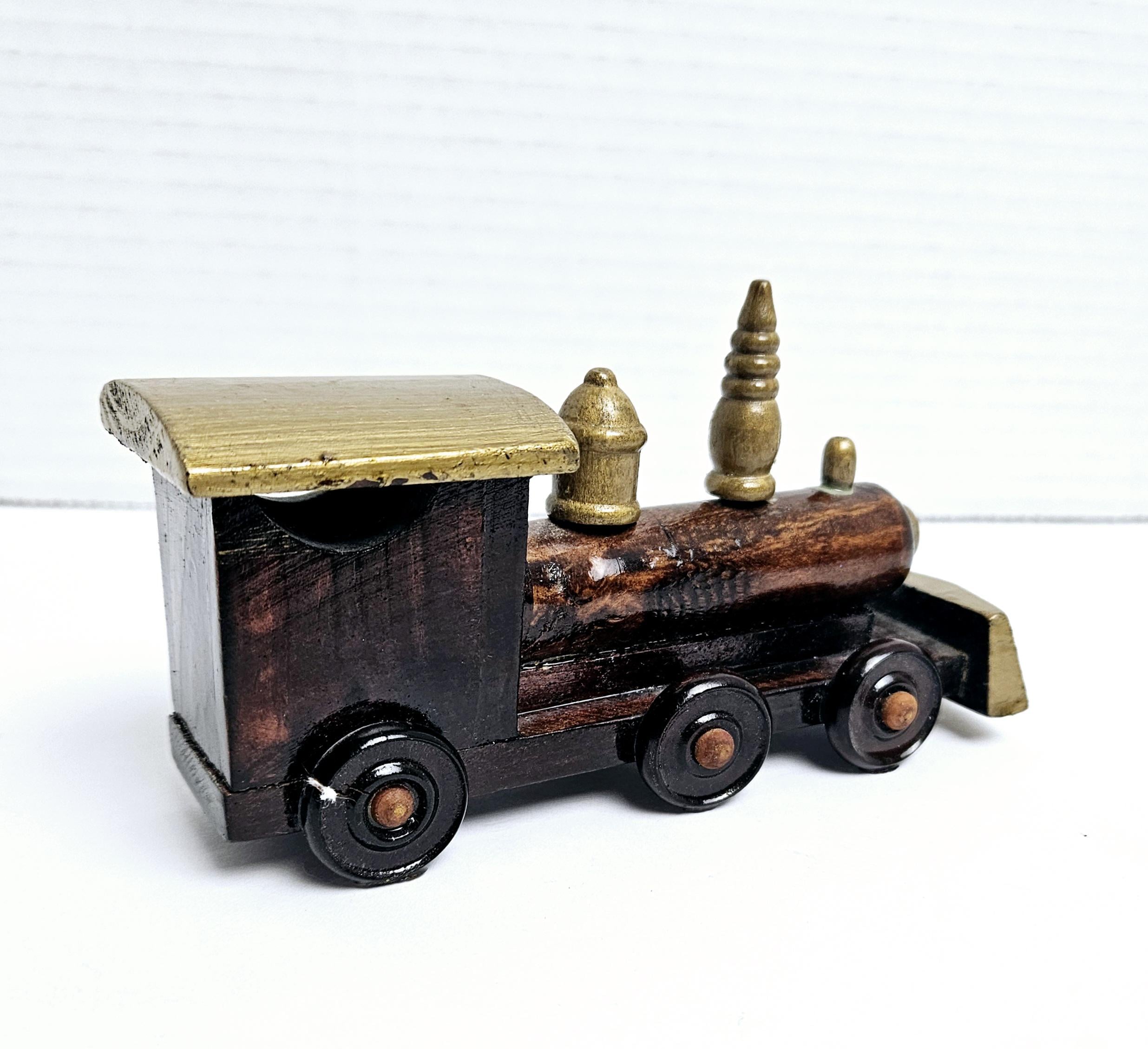 Handmade Model Train Small Vintage Handmade Wood Steam Locomotive Wooden Model Train Engine ...