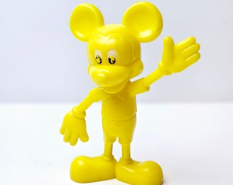 Vintage 1975 Mickey Mouse Figurine: Neon Yellow Plastic Toy