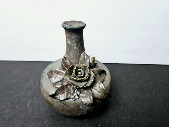 ヴィンテージ RAKU 花瓶 サイン入り Bruneau Art Studio Pottery
