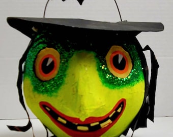 Vintage Department 56 Papier Mâché Witch Candy Bucket