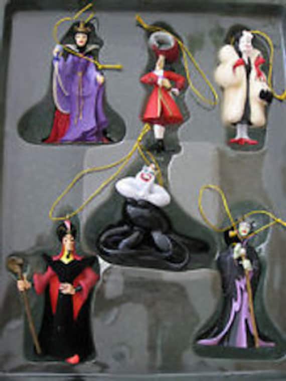 Vintage Disney Villains Storybook Christmas Ornament Set, Retired