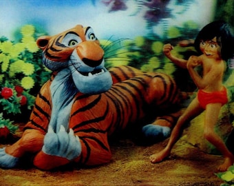 Vintage Dschungelbuch 3D Lenticular Postkarten: Mowgli & Shere Khan (2er Set)