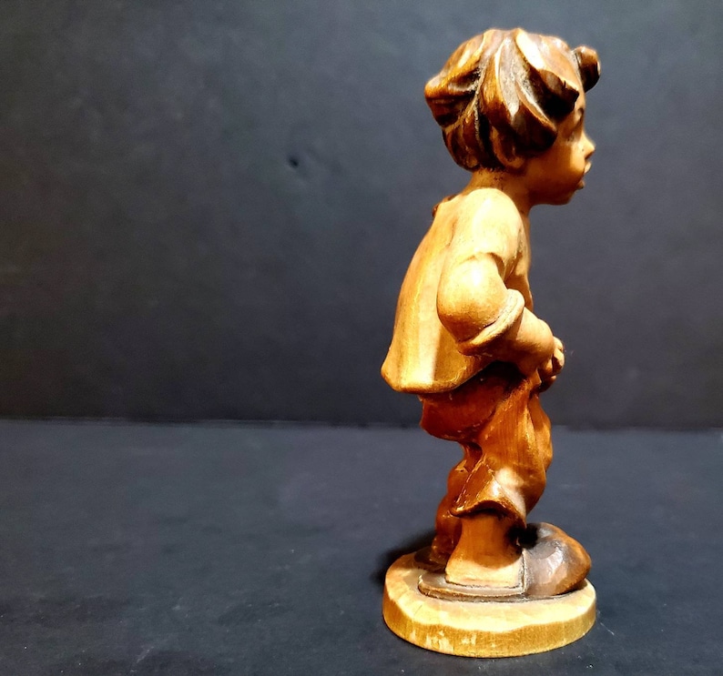 Vintage ANRI Italy Hand Carved Wood Figurine "boy Holding up Pants" 5 ...