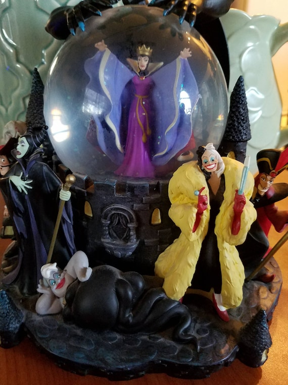 Rare Vintage Disney Villain Snow Globe Grim Grinning Ghosts Chernabog Ursula Maleficent Evil Queen Hook Cruella With Original Box