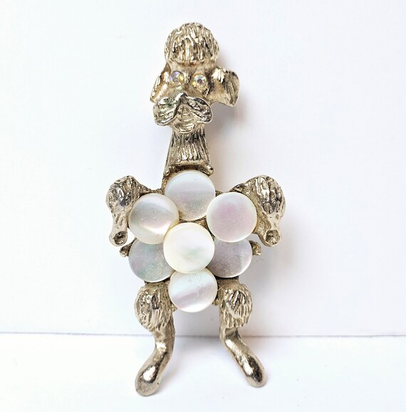 Vintage Mid Century Boucher Mother of Pearl Poodl… - image 3