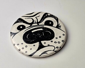 Vintage Peg Bein Pete the Bulldog Knopf Pin Angry Dog Anstecknadel Bulldogge Pin Back Button Seltene schwer zu Button Pin zu finden