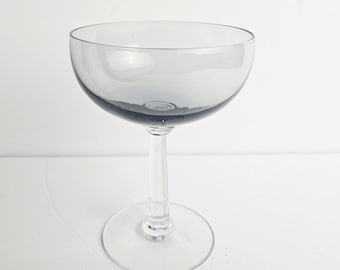 Mid Century Smoke Gray Champagne Coupe Glasses - One Each - Replacements