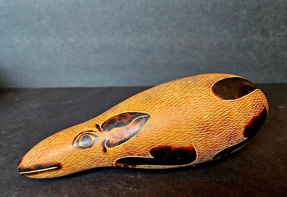 Sculpture Sur Bois Vintage Artisanale - Art Folklorique Du Pérou - Pièce Unique