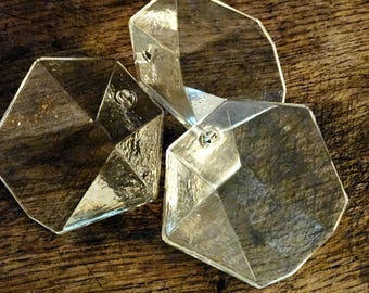 Vintage Clear Crystal Chandelier Replacement Prism – Pentagonal Beveled Faceted Glass 1 Each