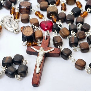 Handmade Blessed Virgin Catholic Natural Wood Rosary