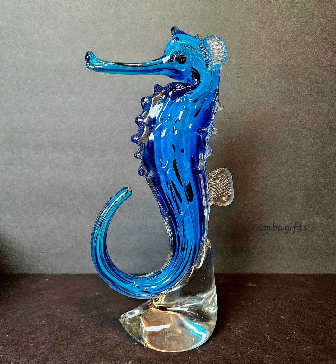 Vintage Blown Art Glass Seahorse Sculpture Etsy