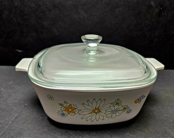 Vintage Corning Ware Casserole: Floral Bouquet, 1.5 Quart with Lid