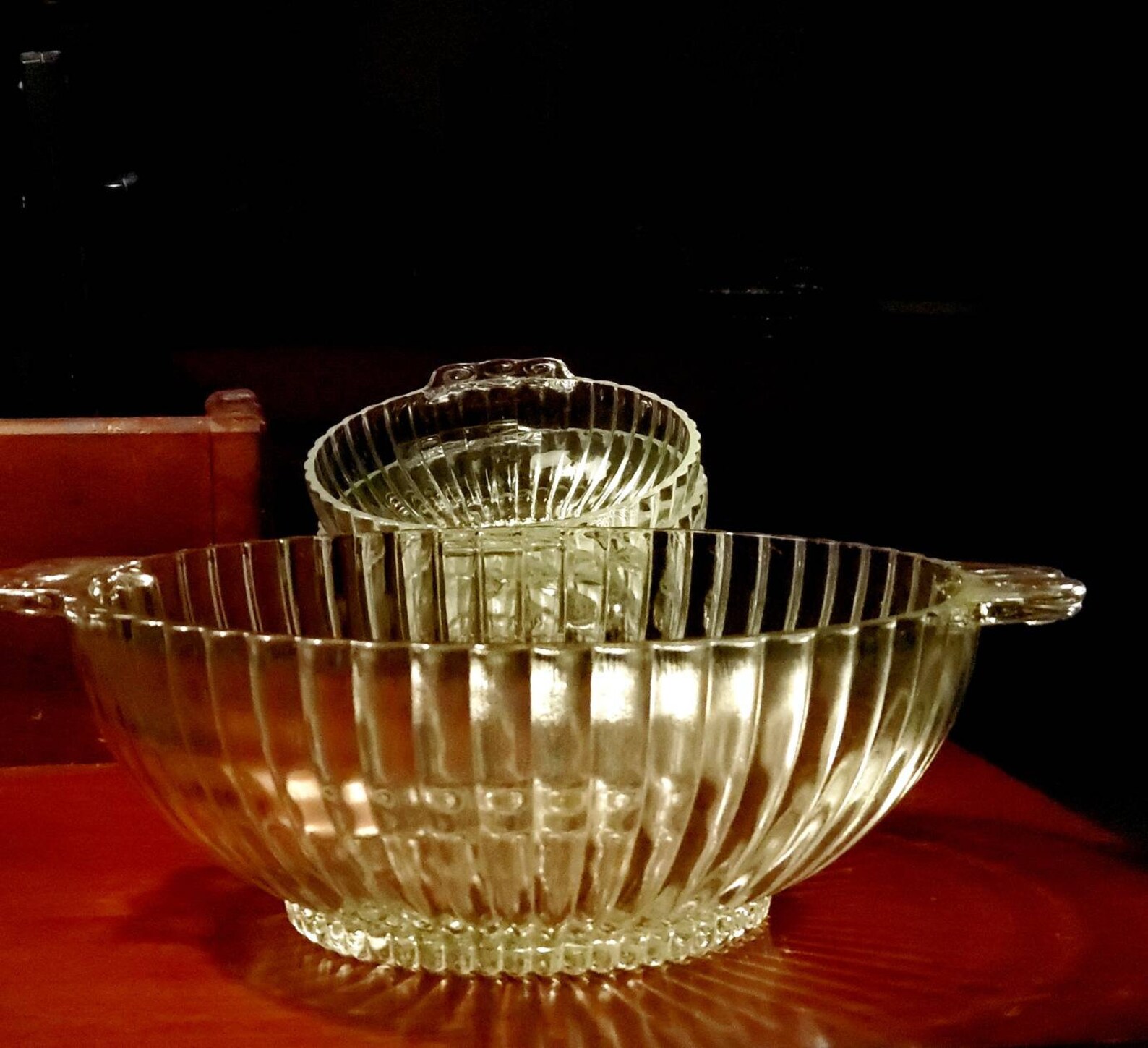 Anchor Hocking Handled Salad Ribbed Depression Glass Salad Etsy