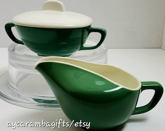 Mid Century King O'Dell Sugar Bowl and Creamer Set Taylor, Smith and Taylor 3 Piece Set TS&T Jack in the Pulpit Design