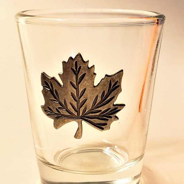 Vintage Canada Maple Leaf Pewter Accent Shot Glass