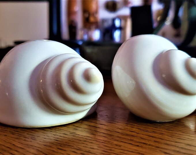 Vintage White Conch Shell Salt & Pepper Shakers White Etsy