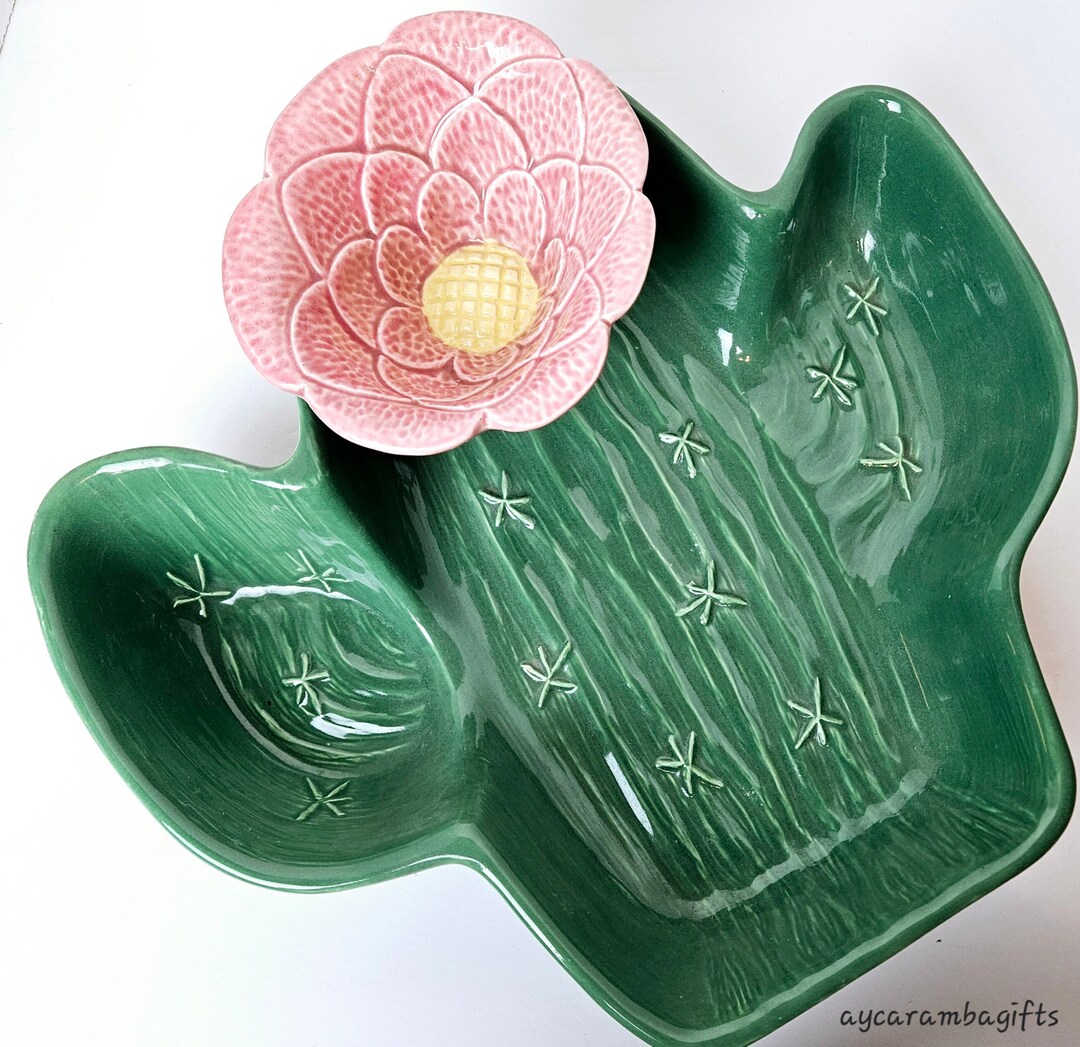 Vintage Treasure Craft USA Cactus Chip and Dip Bowl Etsy