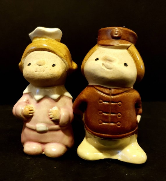 Vintage Hotel Bell Hop & Maid Salt and Pepper Shakers - Ceramic Japan