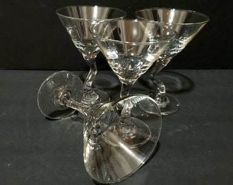 Vintage mini-martiniglazen met kromme steel, set van 4